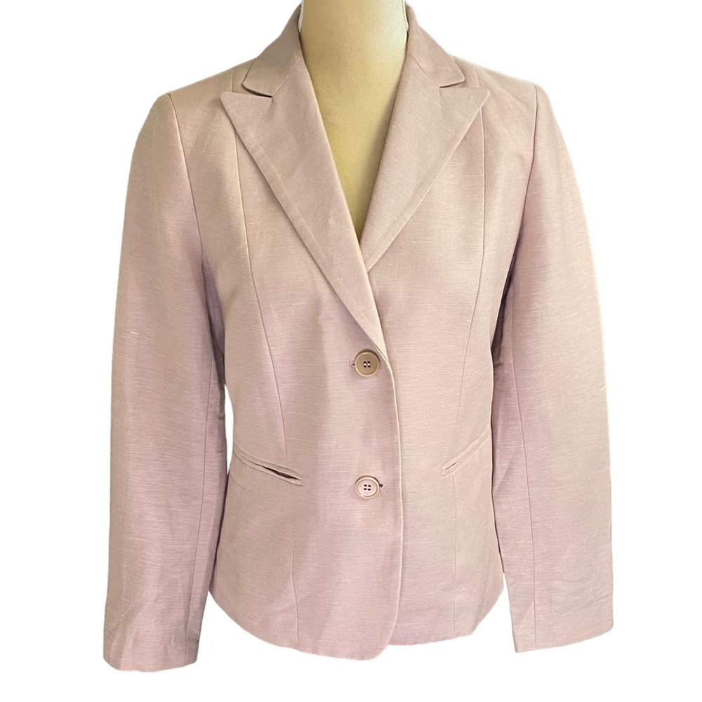 Talbots Linen Blend Pink Double Button Blazer - image 1